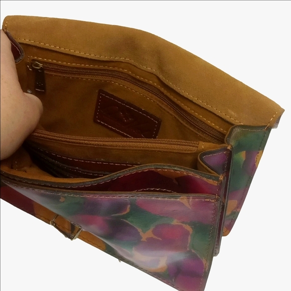 🆕 PATRICIA NASH "BLOOM ROMANCE" BROWN LEATHER CROSSBODY BAG WITH FLORAL DESIGNS - Picture 7 of 14